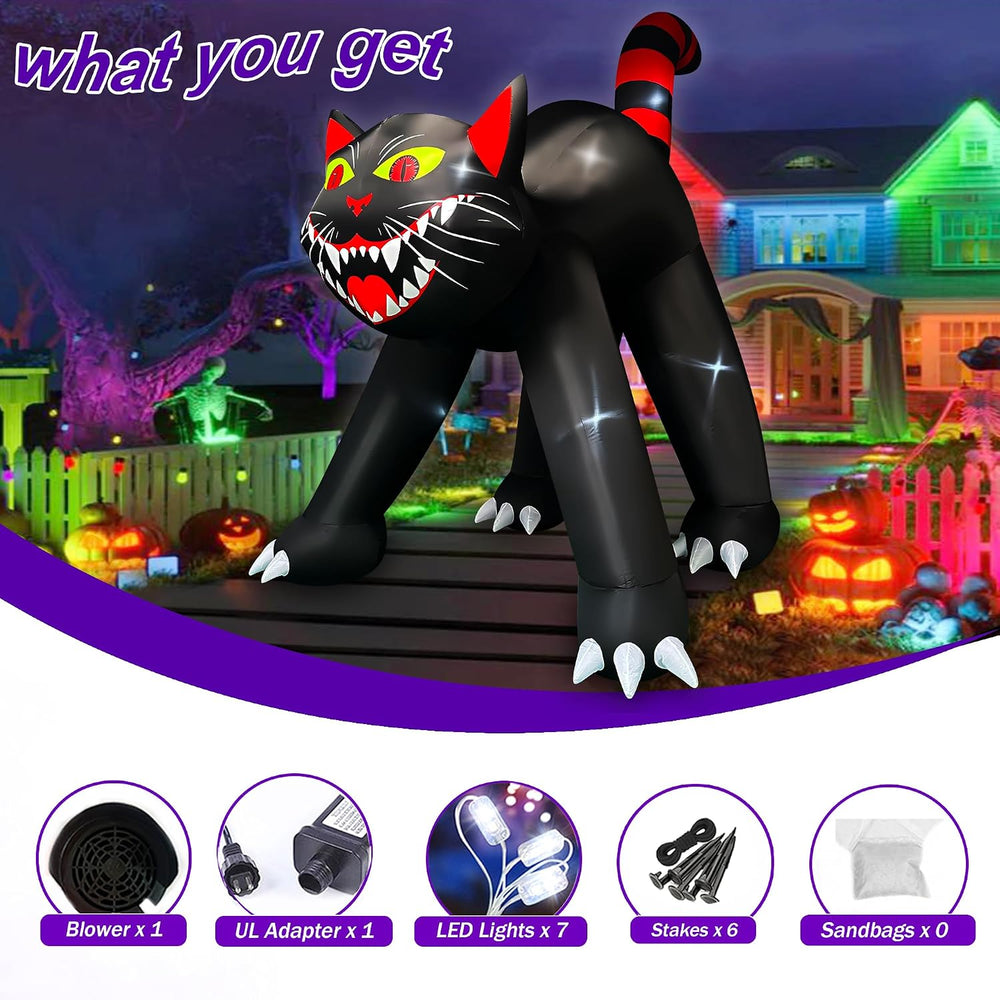 SEASONBLOW 14 Ft Giant Halloween Inflatable Black Cat Outdoor Decoration