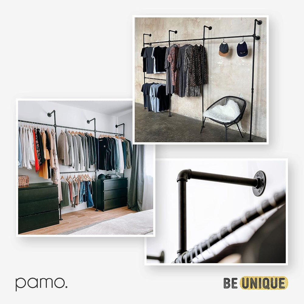 pamo Ceiling Mounted Clothes Rack – Black, 41x38 in, 55 lbs Capacity
