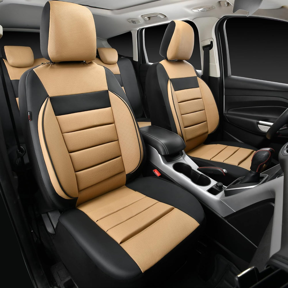 CAR PASS Leather Seat Covers Full Set Universal Water Resistant 3D Foam Back ...