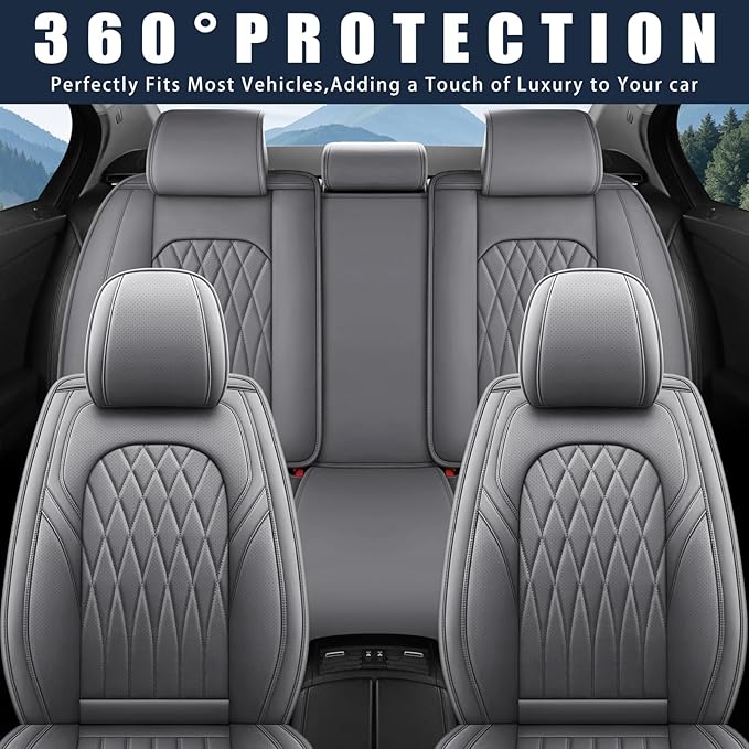 WELLDO Car Seat Covers Full Set, Faux Leather Seat Covers