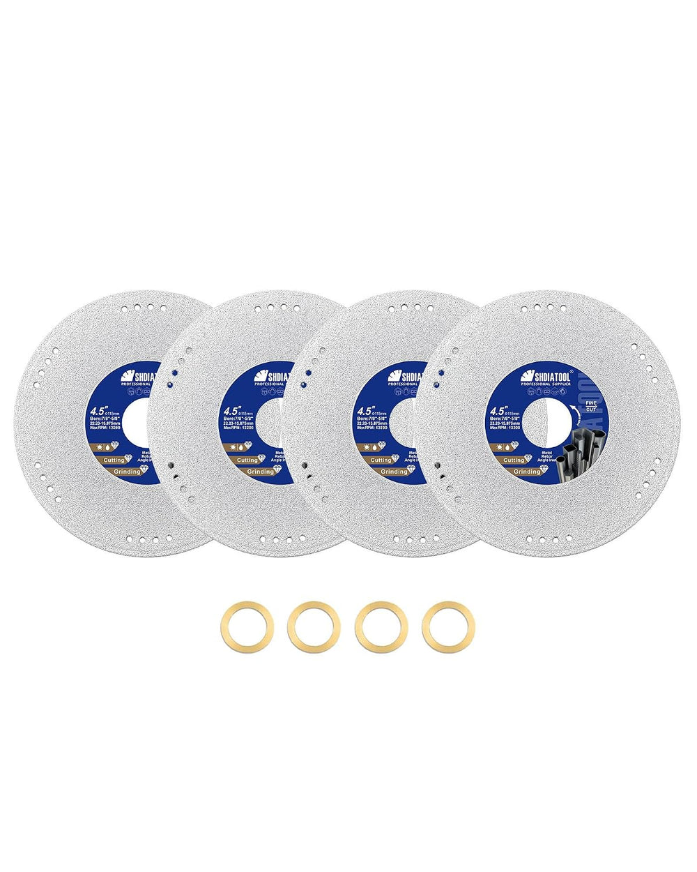 SHDIATOOL 4-1/2 Inch Diamond Metal Cutting Wheel 4PCS Cut Off Grinding Disc
