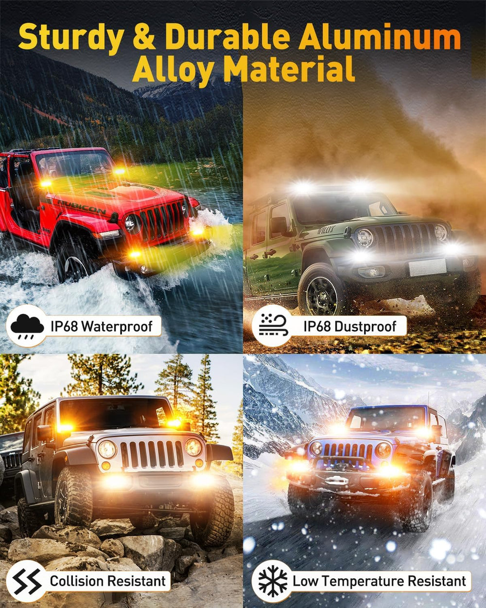 NAOEVO 6 Inch White Amber LED Light Bar, Lens Spot LED Fog Lights, 3-Mode
