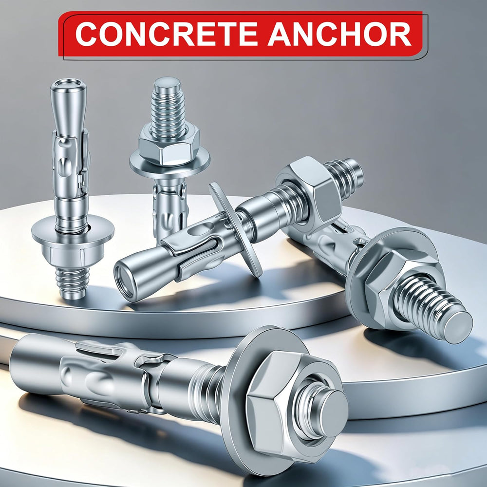 3/8 x 5 inch Wedge Anchors, 24 pcs Concrete Screw and Anchor Kit, Galvanized ...