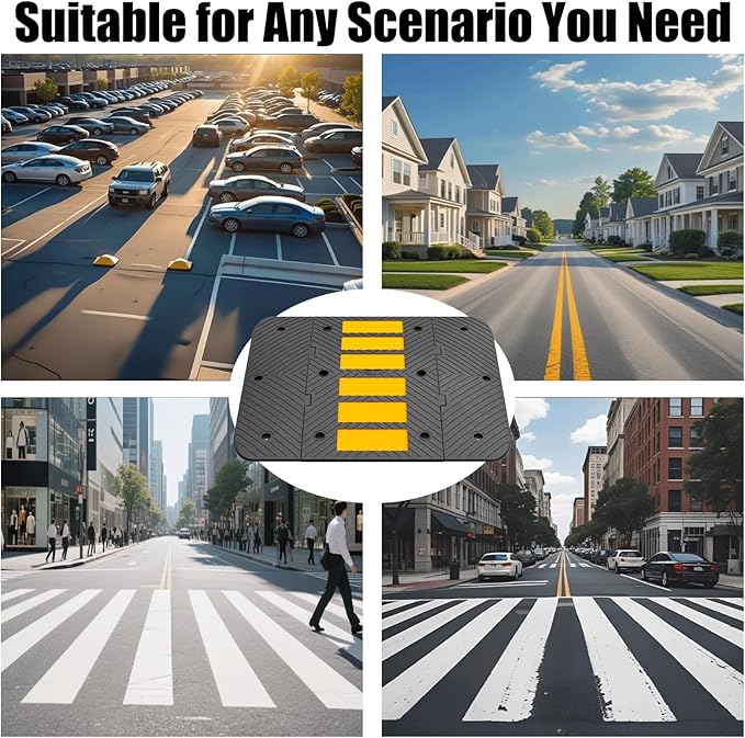 Speed Bumps for Driveway 35"x20"x2" Flexible Installation Conn...