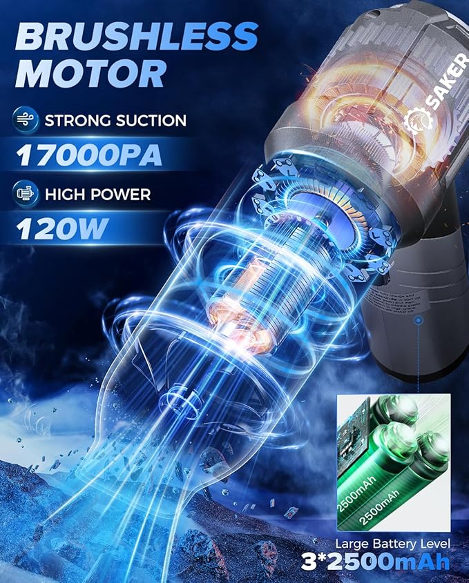 Saker Car Vacuum Portable Cordless, Foldable Mini Handheld Vacuum Cordless and