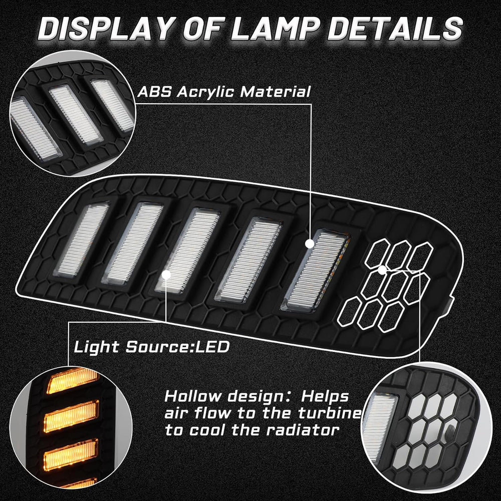 Switchback White/Amber LED Front Bumper Fog Light DRL Amber Sequential Turn S...