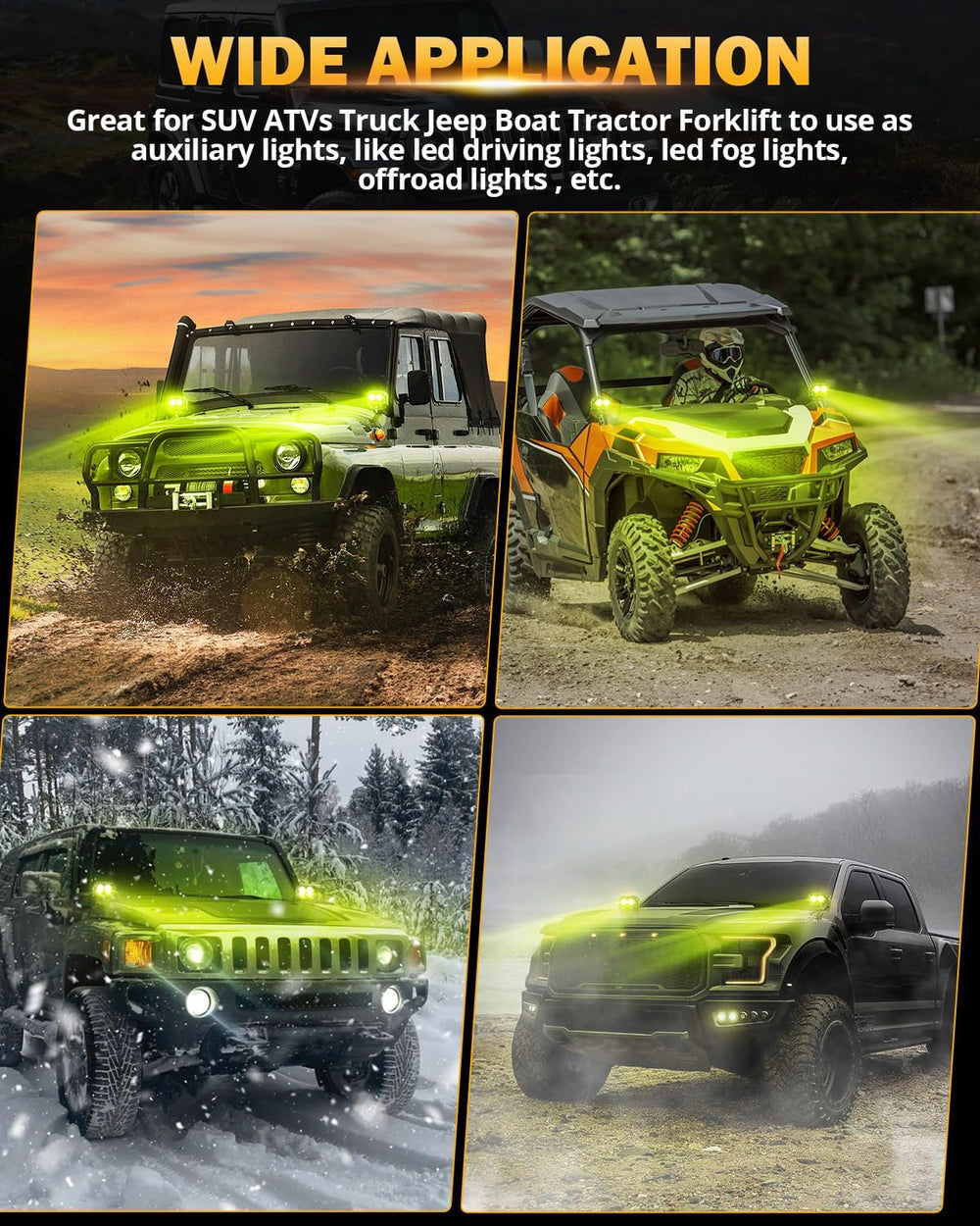 Auxbeam 4In 60W Amber Fog Lights Spot Offroad LED Pod Light Cube, R4 Series
