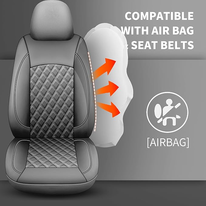 Car Seat Covers Full Set, Breathable and Waterproof Napa Leather Car Seat Cover
