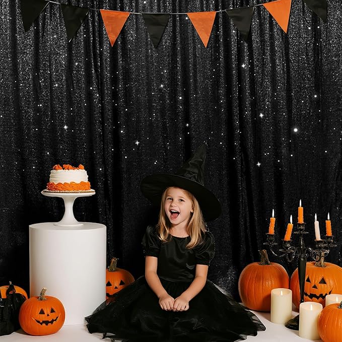 SquarePie Sequin Backdrop Curtain Less Transparent Sparkly Photo Booth Photog...