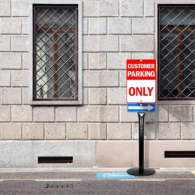 Parking Sign Post 48" Heavy Duty Cast Iron Parking Signs Stand, Movable ...