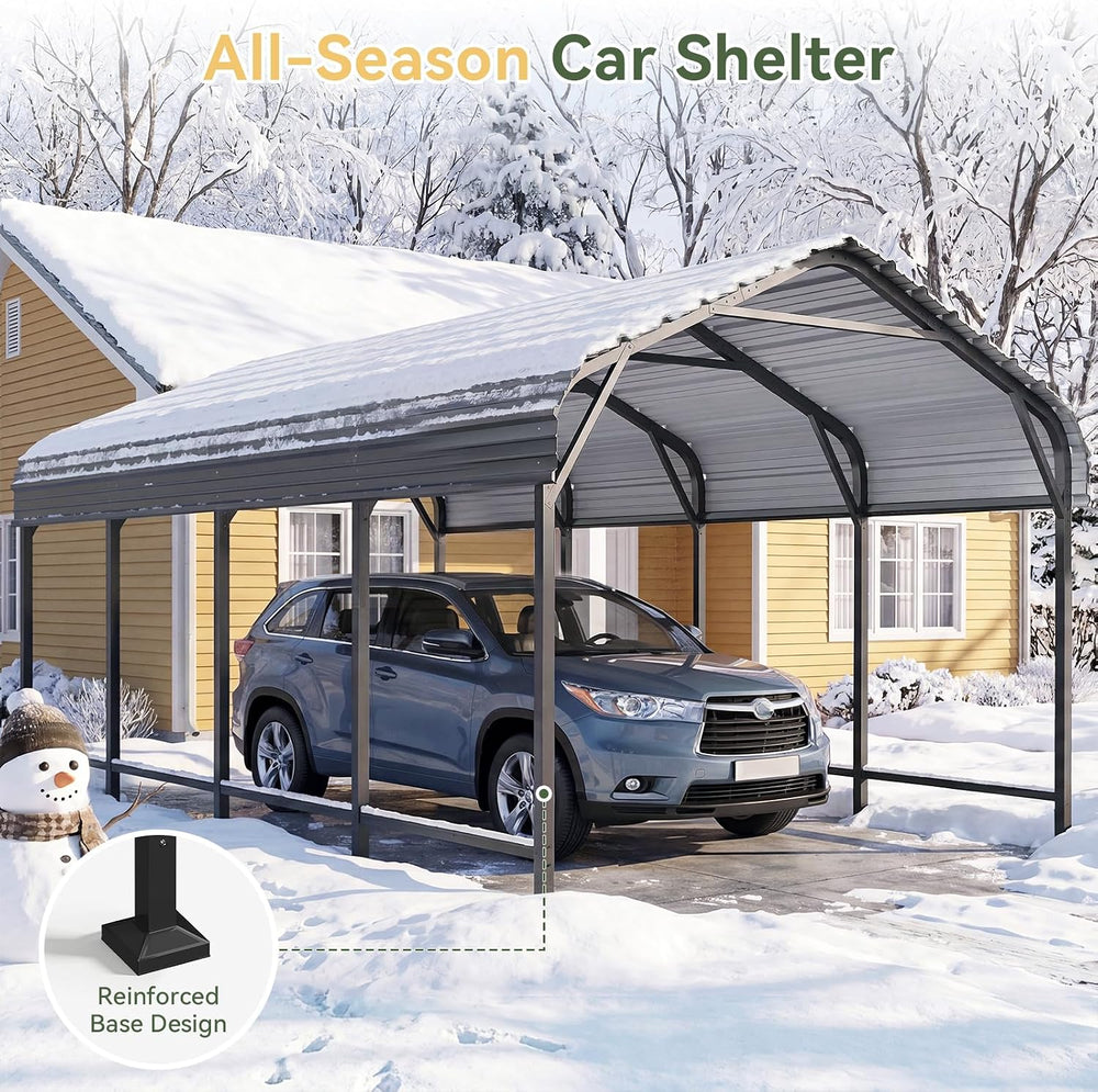 Aoxun 12x20 FT Metal Carport Heavy Duty Carport Garage with Enhanced Base