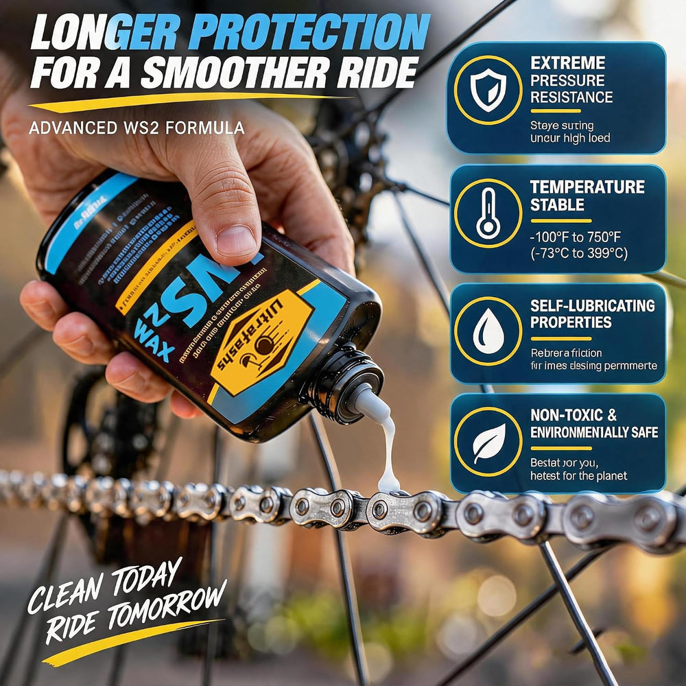 Bike Cleaning Kit, 8-Piece with Degreaser, 4 oz WS2 Lube & Chain Scrubber