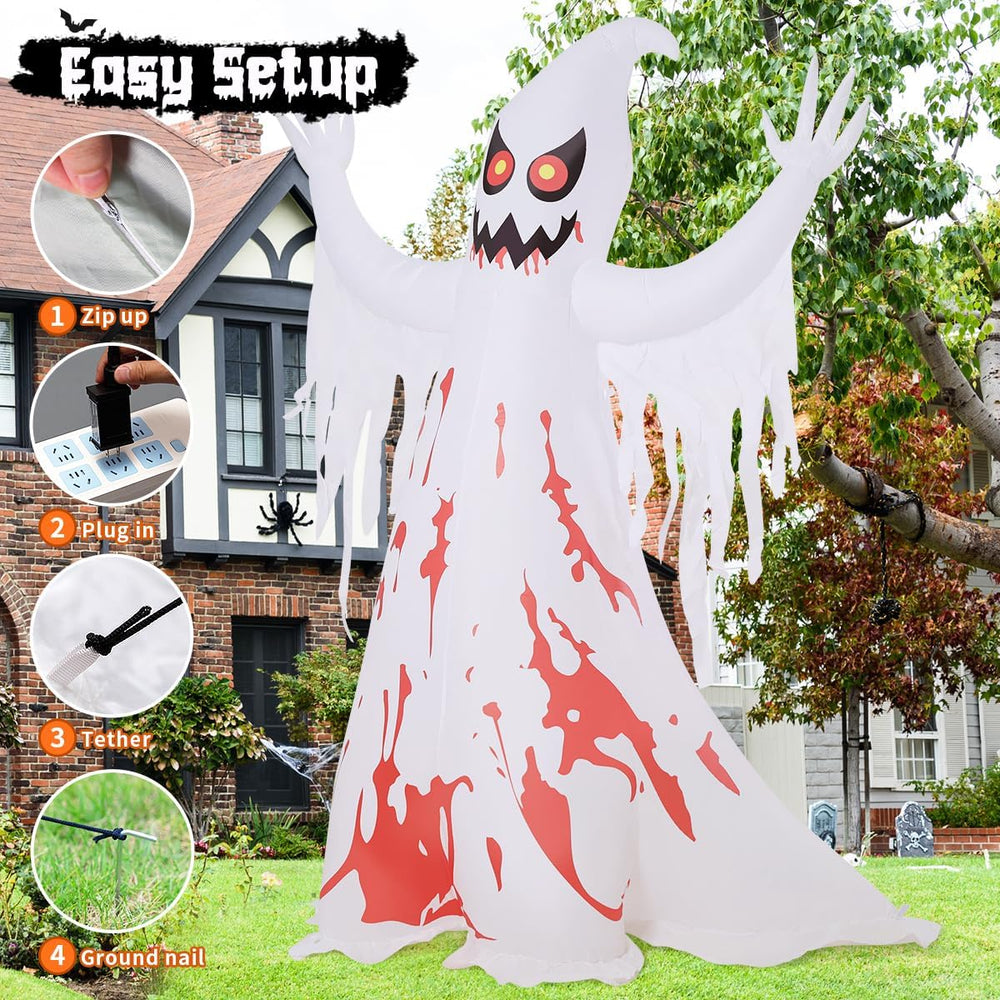 GOOSH 8.2 FT Giant Halloween Inflatable Ghost - Outdoor Blow Up Yard Decorati...