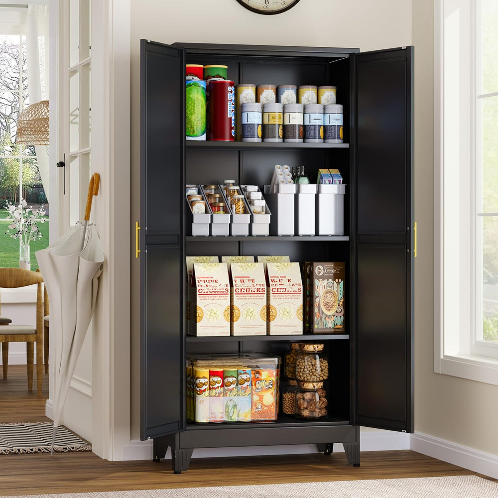 GAIOUS Metal Storage Cabinet, Black Pantry Storage Cabinets with 2 Door