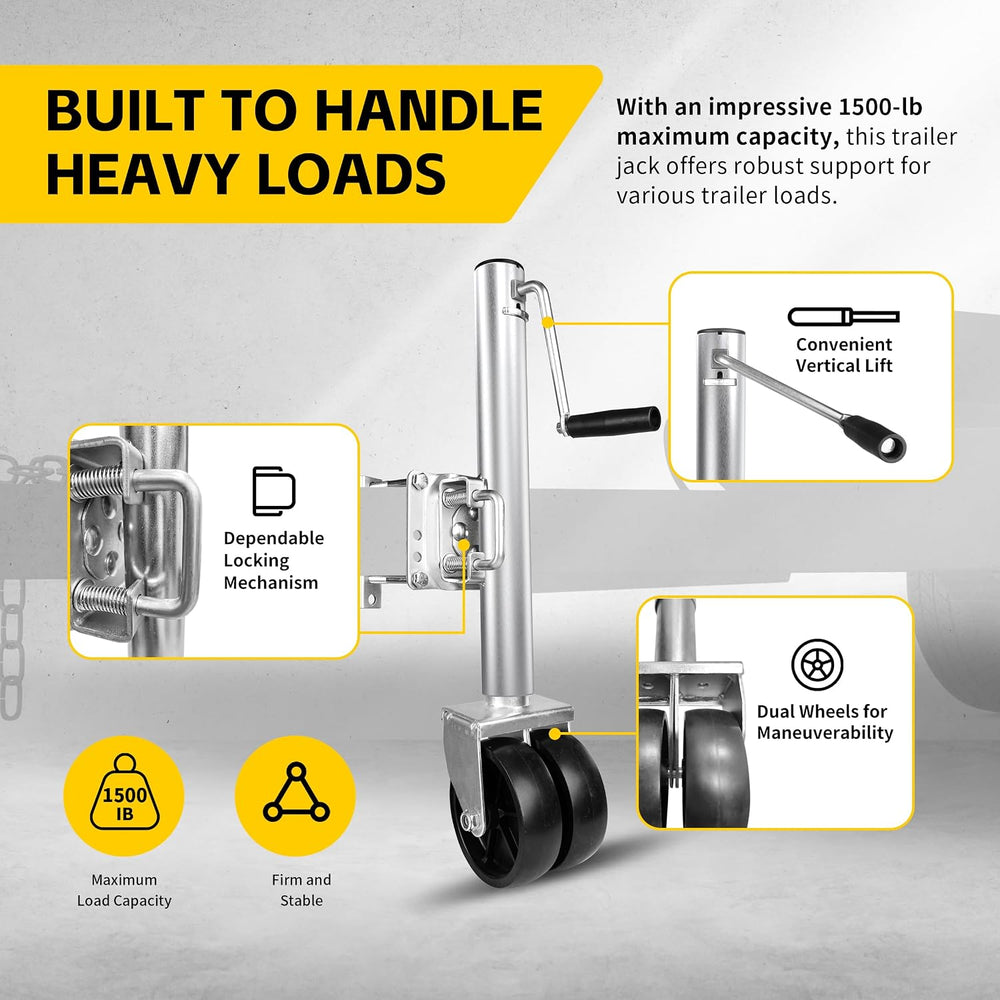 MaxxHaul 70149 Trailer Jack with 11-1/2" Lift, Swing-Back Design, Side W...
