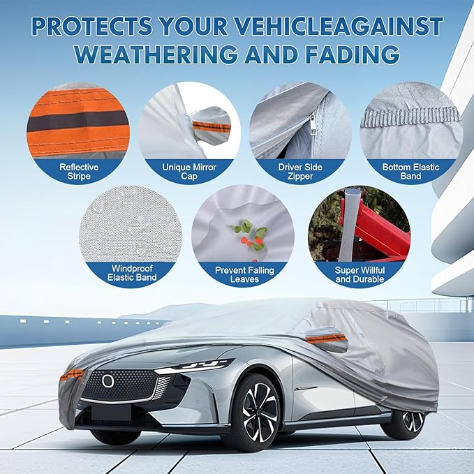 KEYOOG 6-Layer Full Car Cover is All-Weather Waterproof, Fit