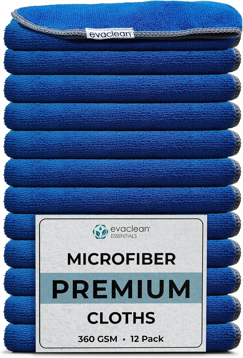 EvaClean Premium Microfiber Cleaning Cloth 16"x16" - Reusable, Wash...