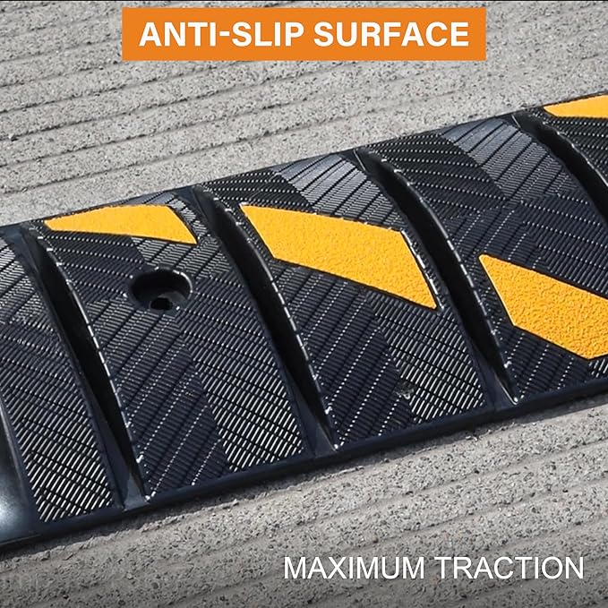 OrangeStar 6Ft Portable Rubber Speed Bump, Heavy Duty Speed Hump w/Reflective