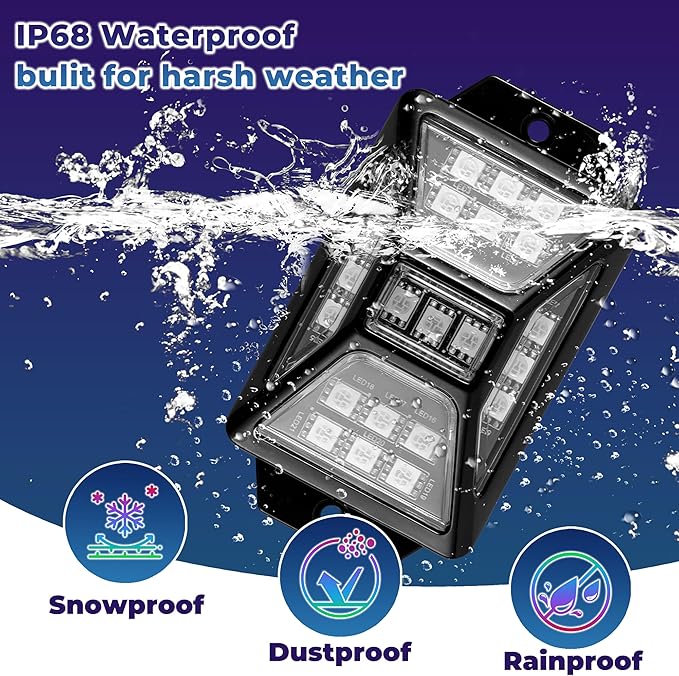 8 Pods 168 LEDs 5 Sides RGB Rock Lights, App/Remote Control Rock Lights