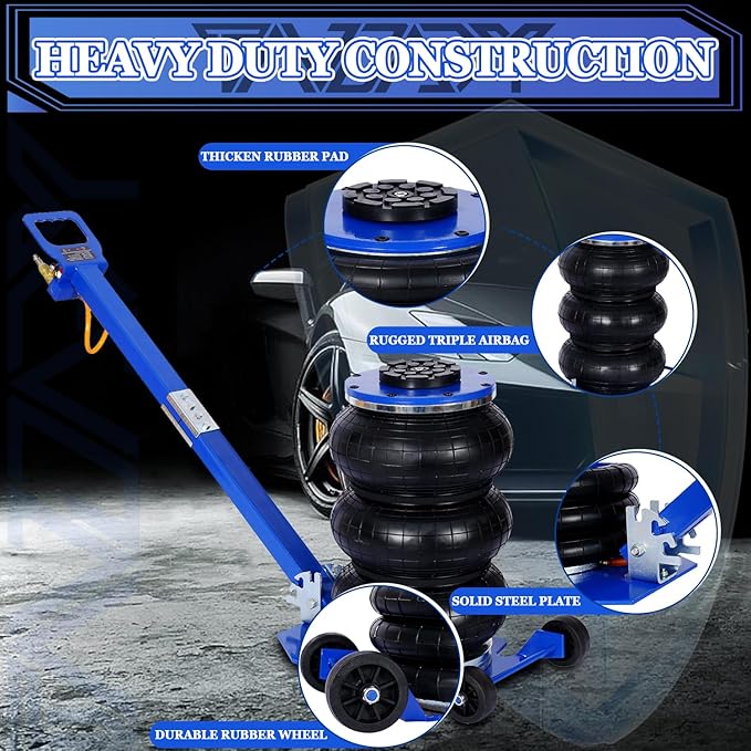 5T Triple Bag Air Jack 11000lbs Pneumatic Jack 3s Fast Lift Up 16in Airbag Jack