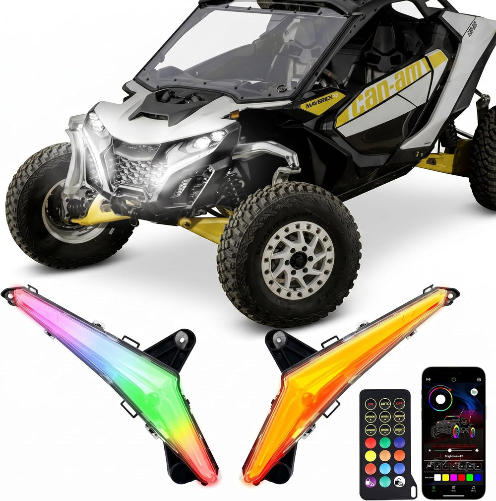 Tavaray RGBW LED Fang Lights for Can-Am Maverick R 2024-2026 MAX X RS, Pure W...
