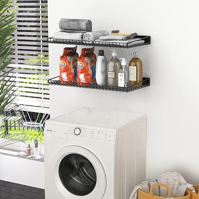 WALMANN Garage Wall Shelf, 4 Wall-Mounted Storage Shelves