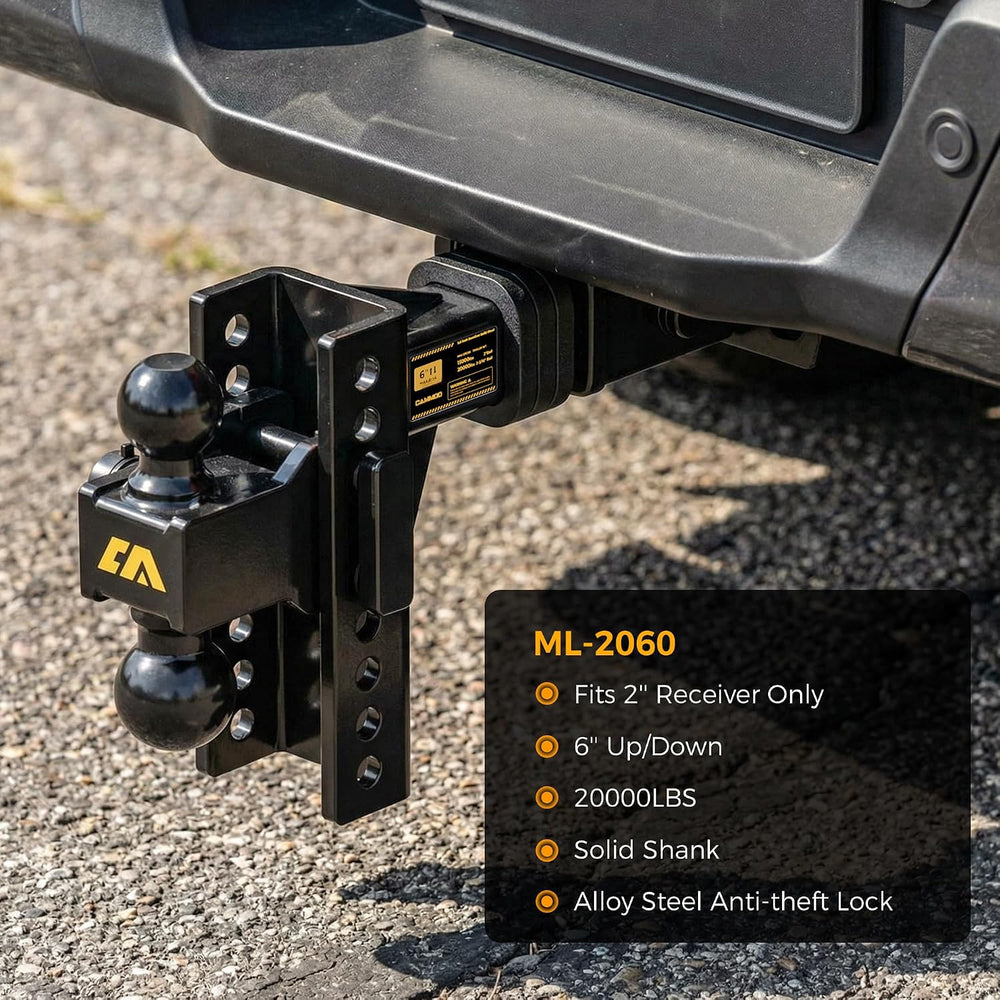 CAMMOO Adjustable Trailer Hitch for 2inch Receiver & 6 inch Rise/Drop Hitch