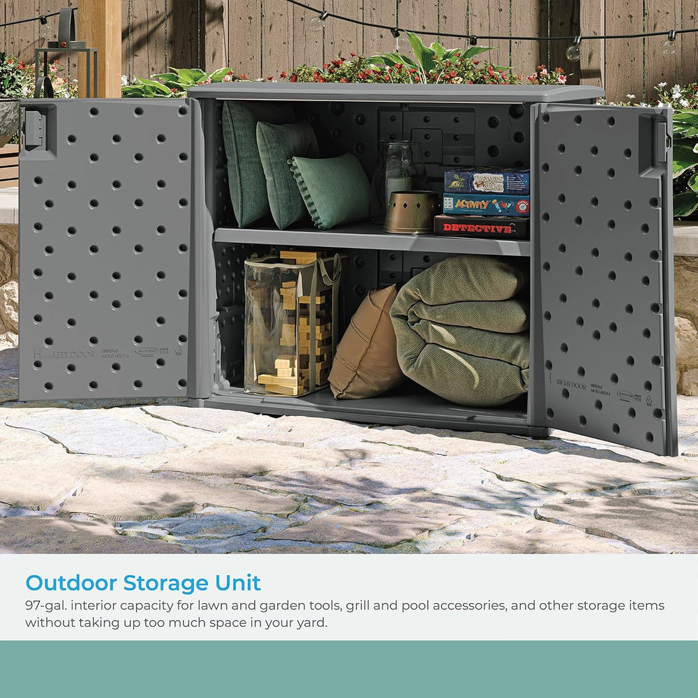 Suncast Lockable Outdoor Cabinet Storage for Patio, Garden and Backyard, 97 G...
