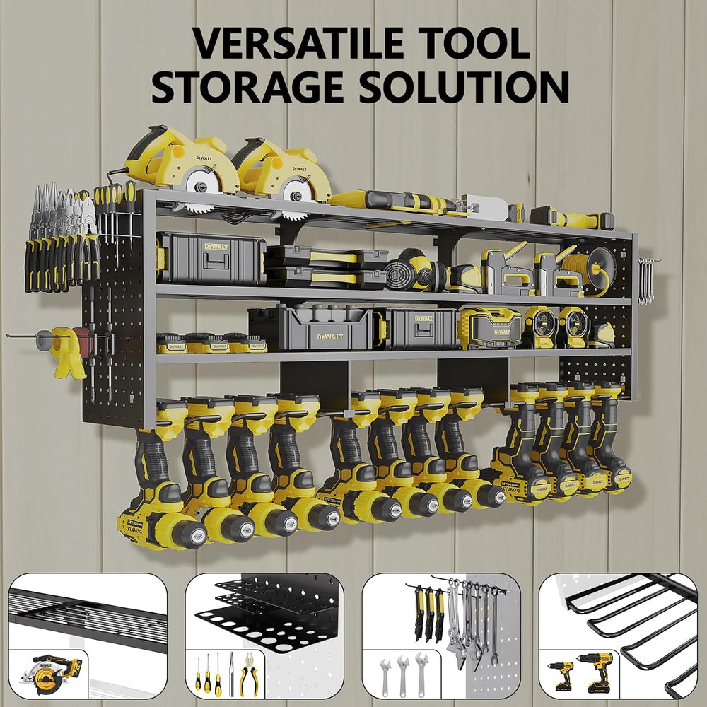 49" W Large Power Tool Organizer Wall Mount, 4 Layer Heavy Duty Metal To...