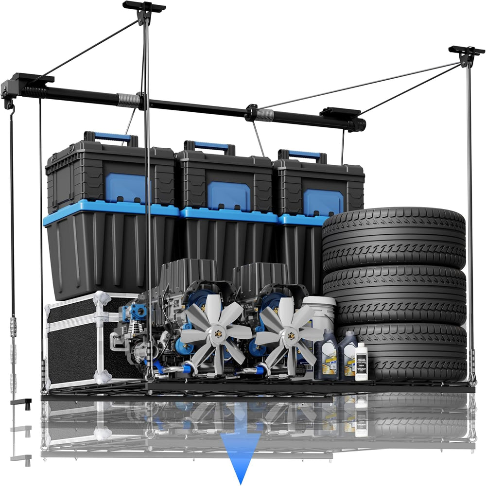 FLEXIMOUNTS GL1 Overhead Garage Lifting Storage Rack, 4x4 Ft Heavy-Duty Metal...