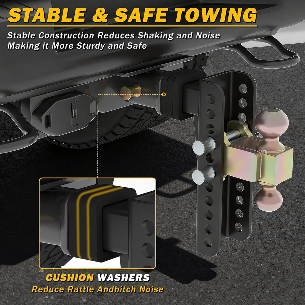 Adjustable Drawbar Trailer Hitch Fit for 2-Inch Receiver with 8" Drop/Ri...