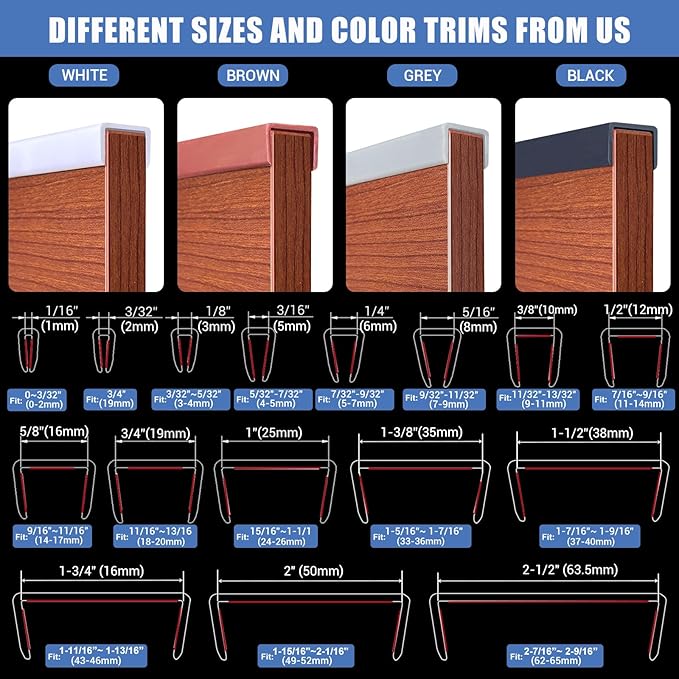 Rubber Edge Trim, Flexible Edge Banding, 5/8" U Channel Furniture Edge P...