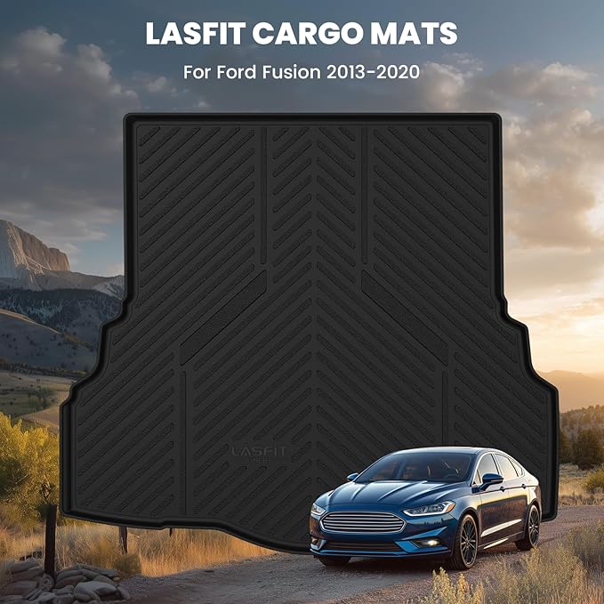 LASFIT Trunk Mat for Ford Fusion 2013-2020 All Weather TPE Mats Custom Fit