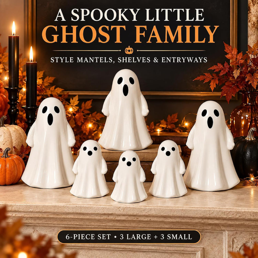 Leinuosen 6 Pcs Halloween Decorations Indoor Ceramic Ghost Figurines Decor