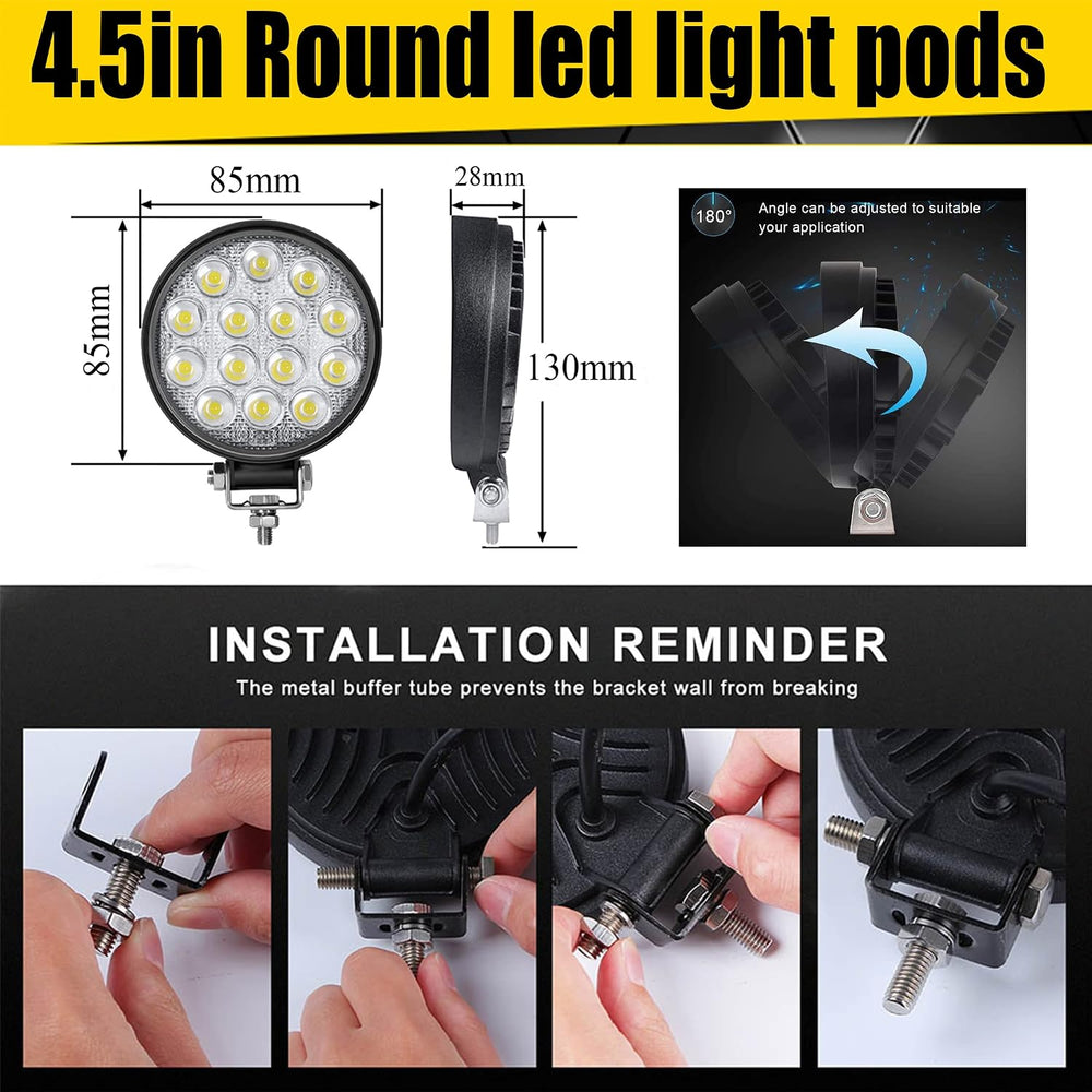 LED Work Lights for Truck,MUVKQC 20pcs 4.5Inch Round Light Pods,12/24V Spot F...