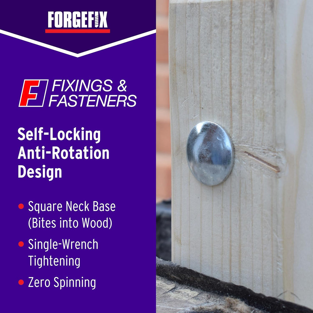 ForgeFix Carriage Bolts | M12 x 240mm | Zinc Plated | Bag 5