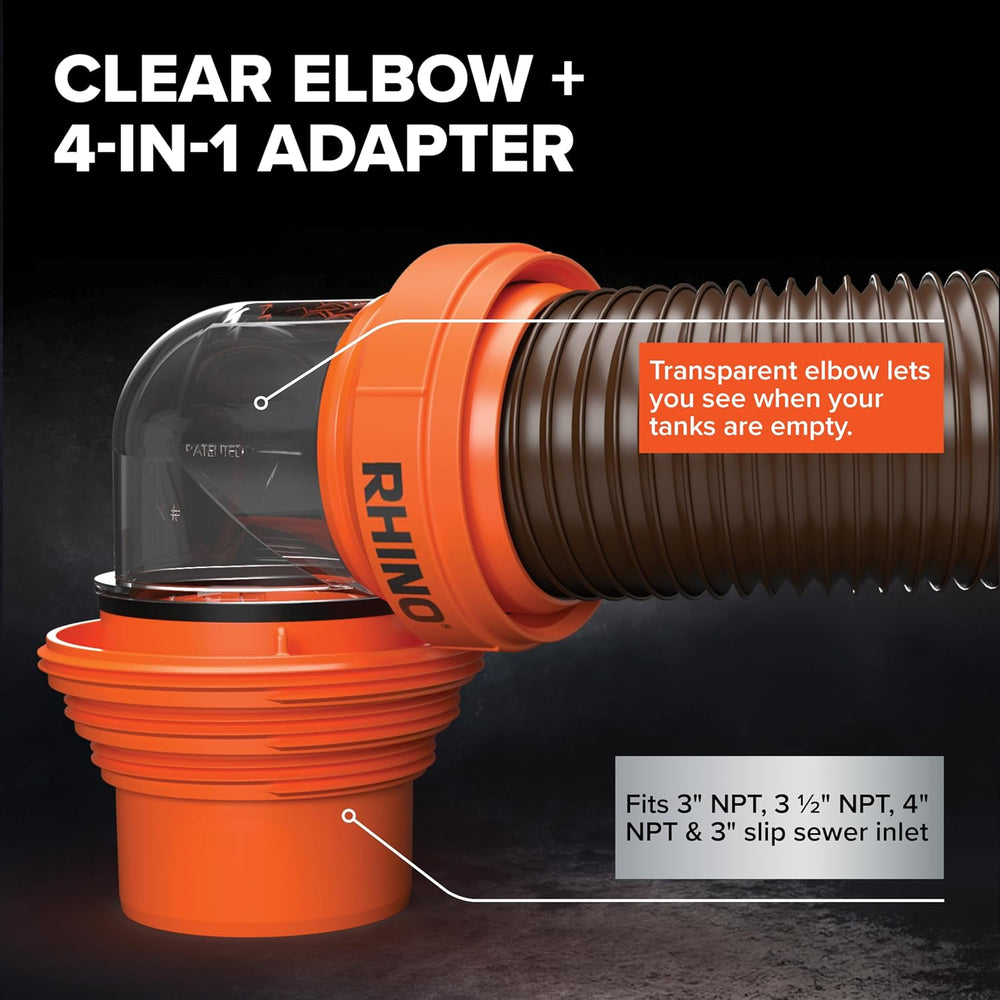 Camco RhinoFLEX 15 Ft Complete RV Sewer Hose Kit, Swivel Bayonet Fittings