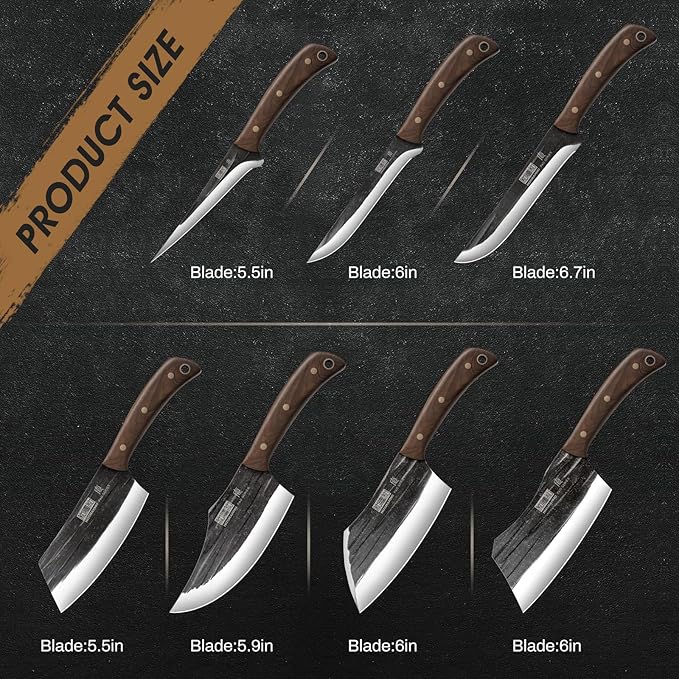 Butcher Knife Set, Hand Forged Butcher Chef Knife Set
