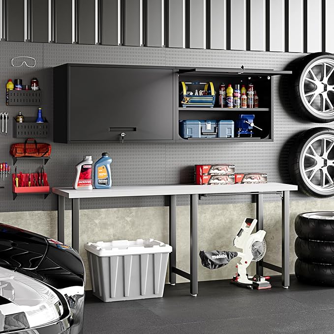 Metal Wall Storage Cabinet Adjustable Shelf 22'' Tall Steel Garage Wa...