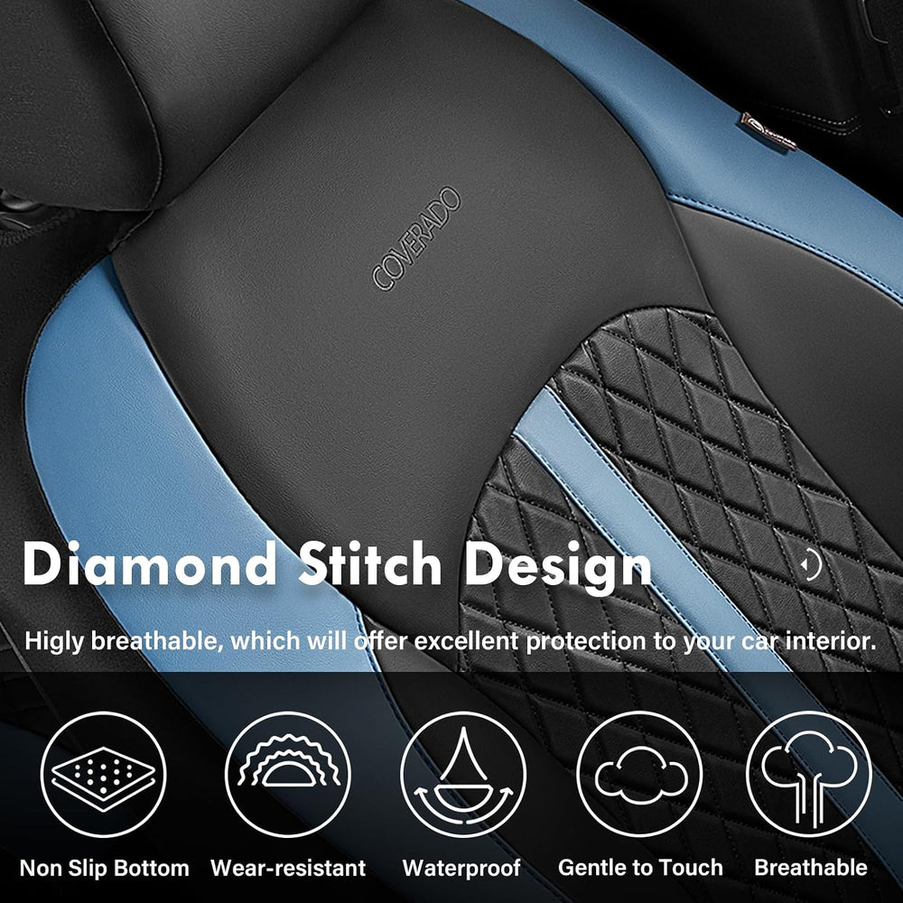 Coverado Universal Leather Seat Covers Full Set for 5 Seats – Waterproof, Dur...
