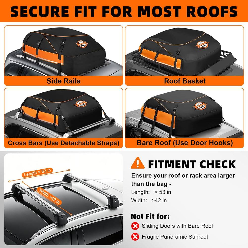 Sailnovo Aerodynamic Rooftop Cargo Carrier Bag, 20 Cubic Feet Waterproof Car ...