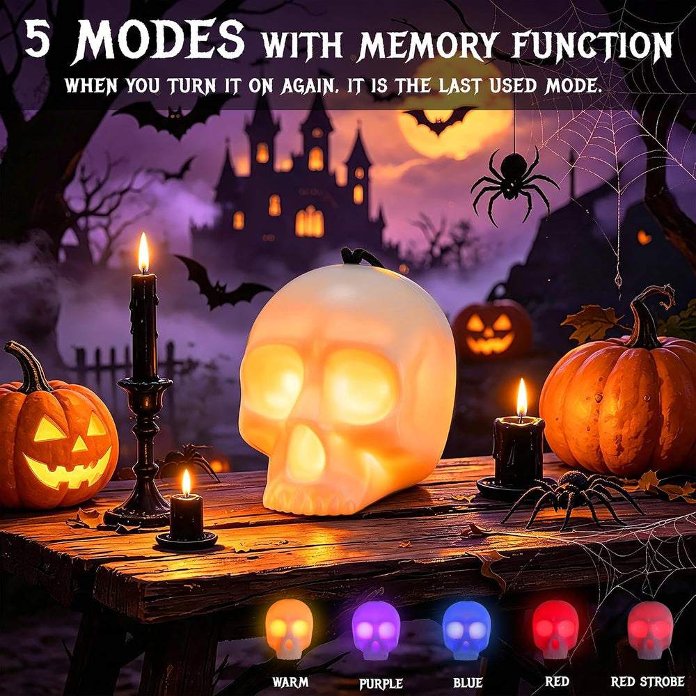 EverBrite 6-Pack Halloween Skull Light with Music, 5-Mode Skull Lamp