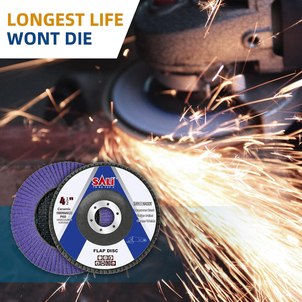 Sali 20 Pack Ceramic Flap Disc 60 Grit 4.5" x 7/8 Inch Sanding Disc Beve...