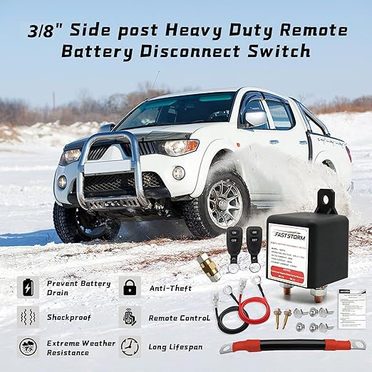 3/8" Side Post Remote Battery Disconnect Switch 12V Battery Kill Switch