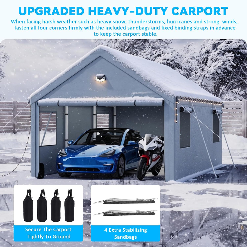 Carports Heavy Duty 10X20,Carport Canopy with Side Windows, Portable Car Port...