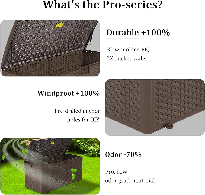180 Pro Gallon Waterproof Outdoor Storage Bin Resin Deck Box