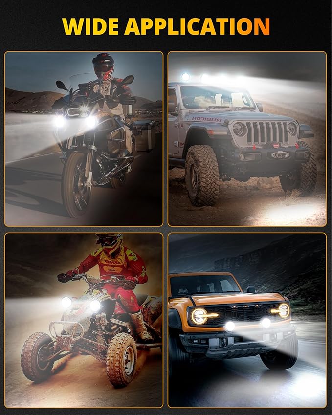 NAOEVO 4 Inch Round LED Pod Lights, 60W 6000LM LED Spot Off Road/Driving/Fog