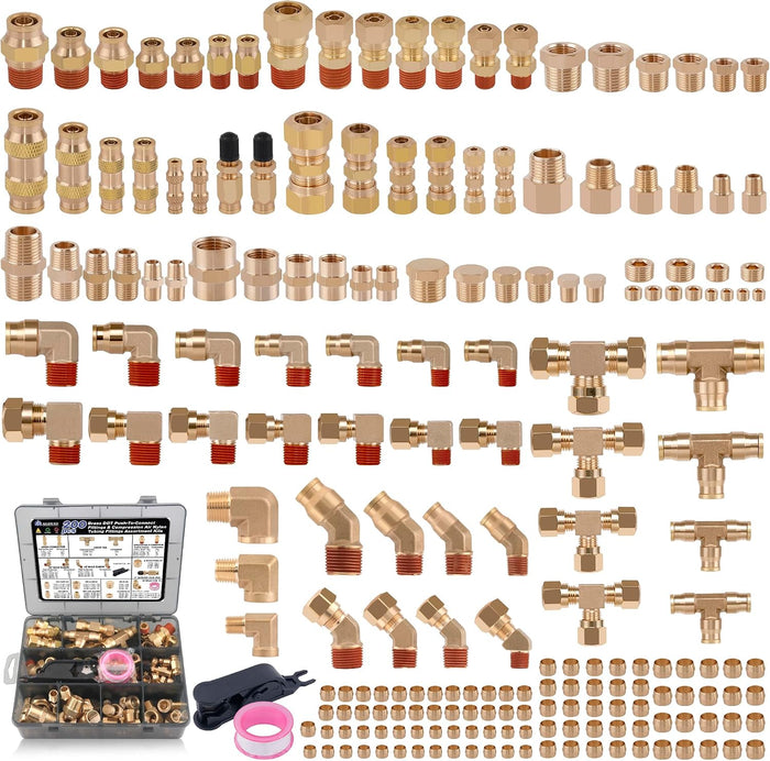 200 Pcs Brass DOT Air Brake Line & Compression Fittings Kit