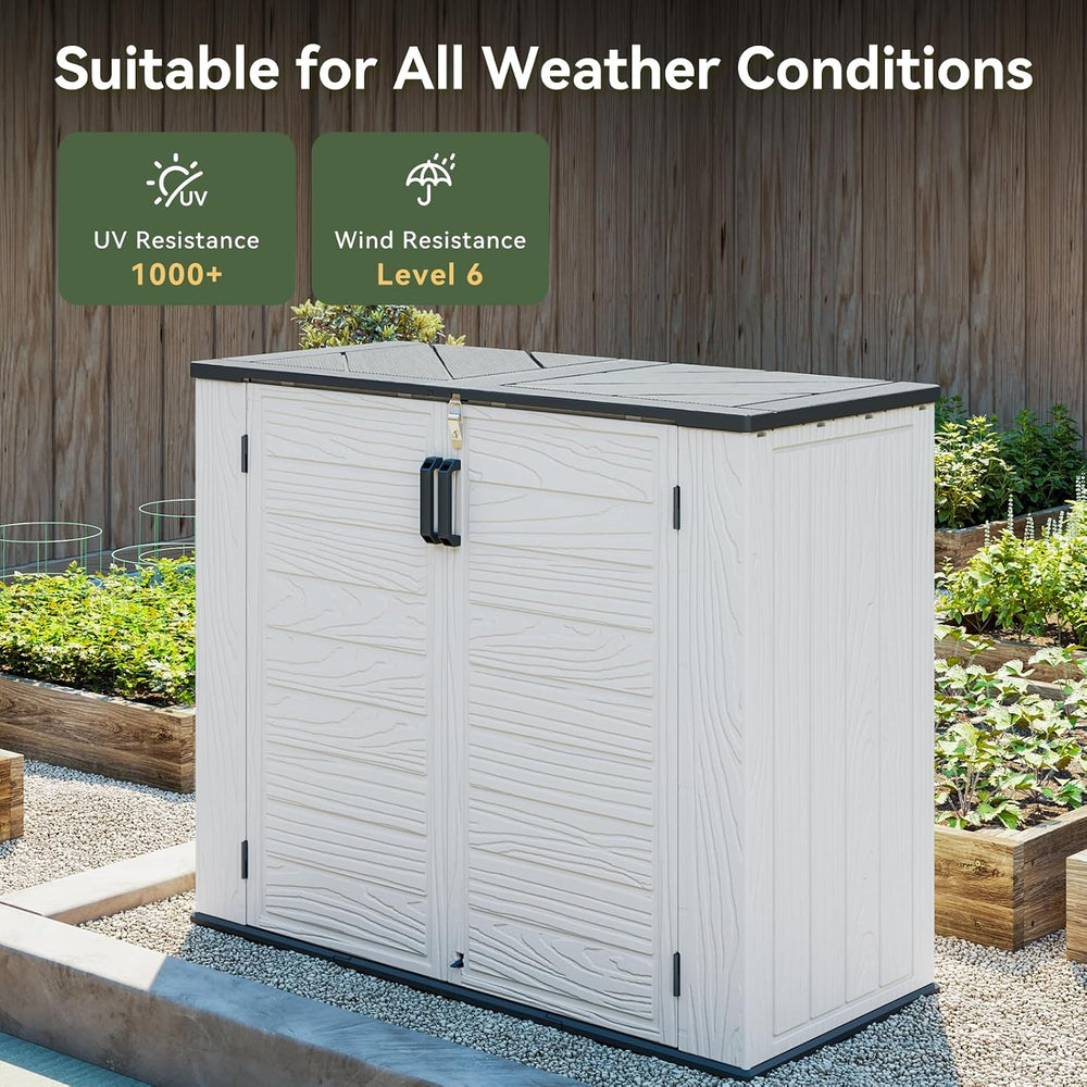 AOXUN Horizontal Storage Sheds 41 Cu.ft, Outdoor Storage Box 160 Gallon, Wate...