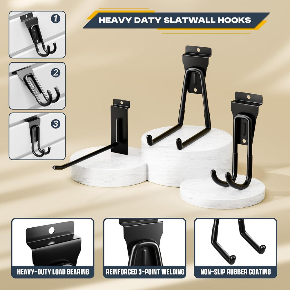 35Pcs Slatwall Accessories Kit, with Slatwall Hooks, Baskets, Shelves, Bins
